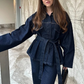 Dames Denim Set – Vintage Jas en Broek met Ceintuur