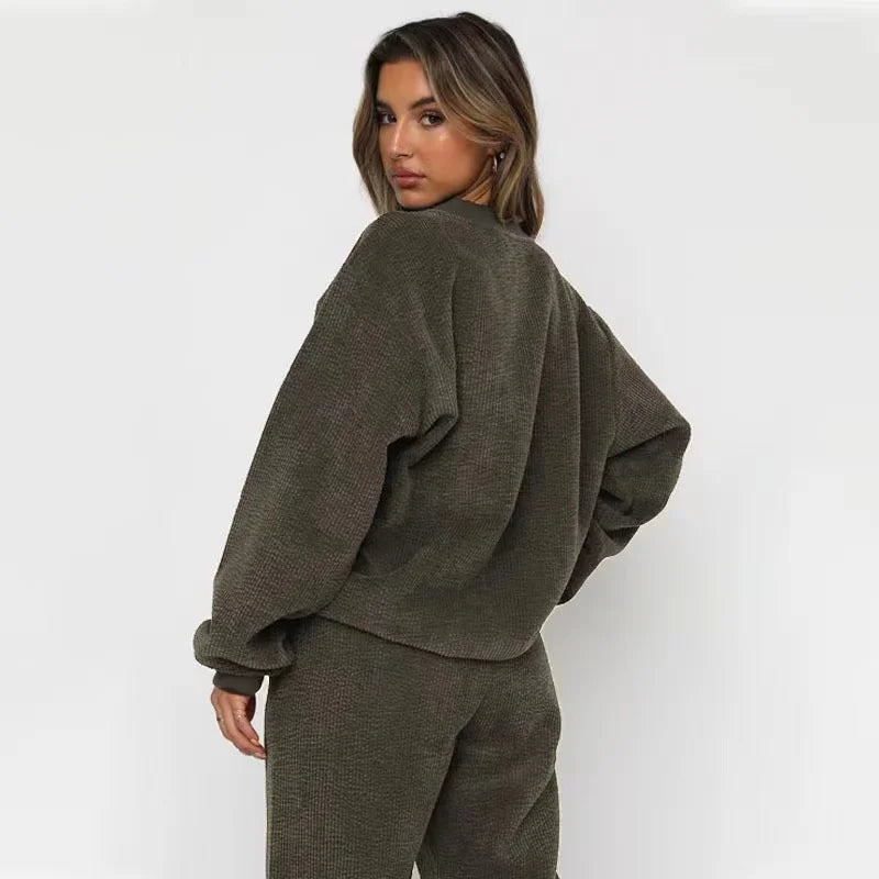 Selena Corduroy Tweedelige Damesset – Trendy Comfort voor Herfst en Winter 2024